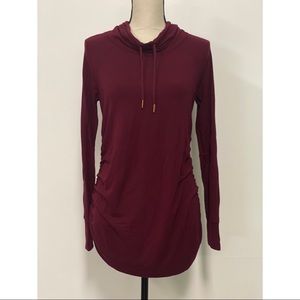 Isabel Maternity by Ingrid & Isabel Cowl Neck Sweatshirt Maroon Size XS